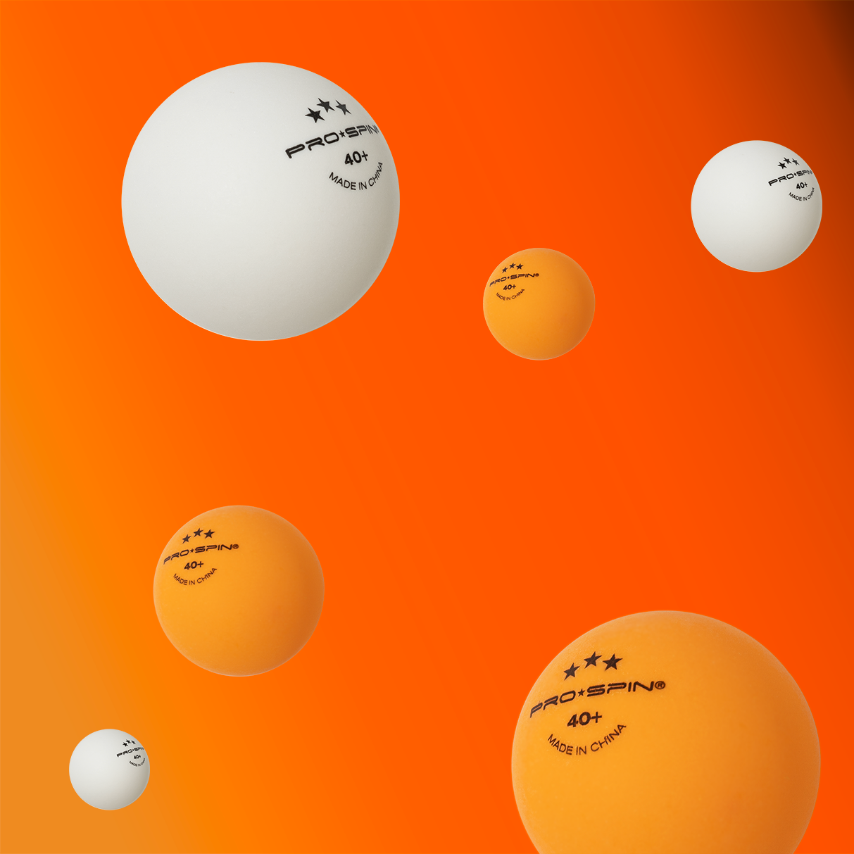 PRO SPIN Balles de Ping-Pong - Blanches/Orange 3 Étoiles 40+ Balles Pi