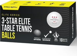 3-Star Elite White Table Tennis Balls