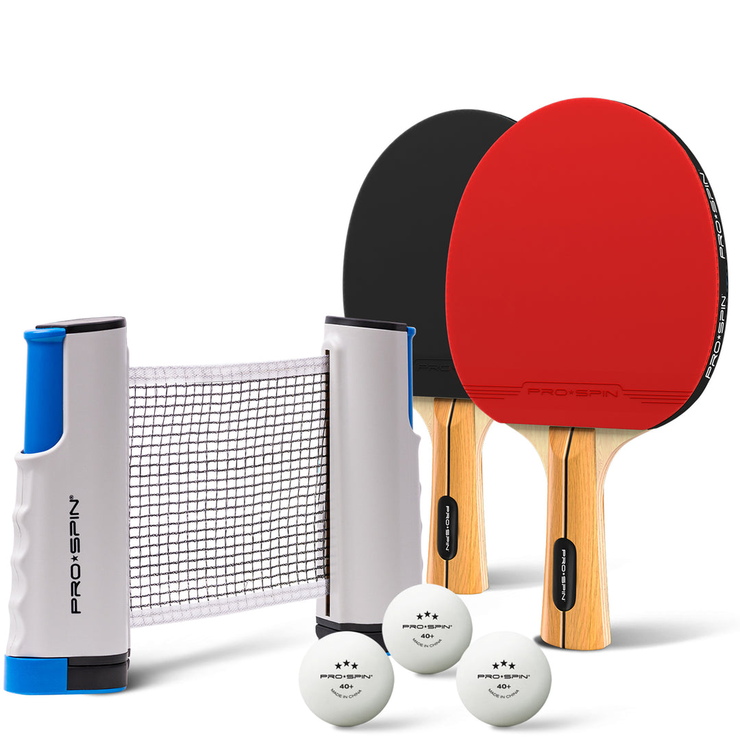 Ping Pongly Portable Table Tennis Set - Retractable Net, Paddles, Balls - All In One