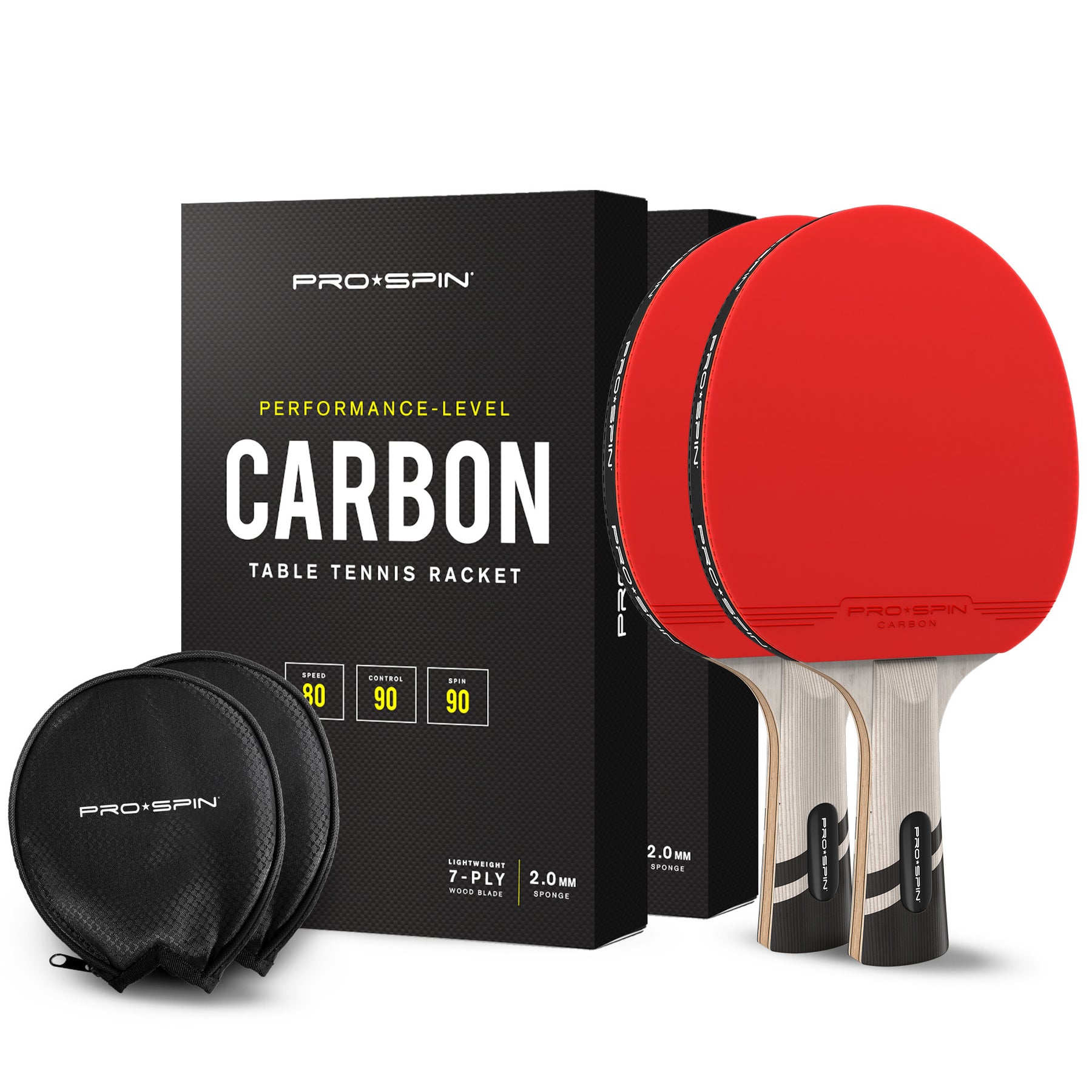 Carbon Ping Pong Paddle Elite Series Table Tennis Racket With Case 1 Pack Shakehand Standard