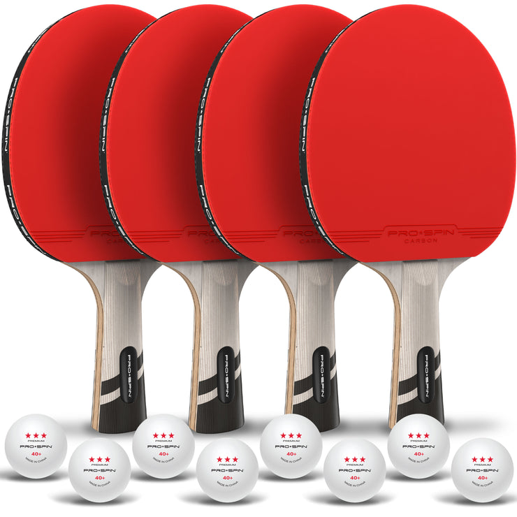 Carbon Fiber Ping Pong Paddles - 4-Player Competition Set