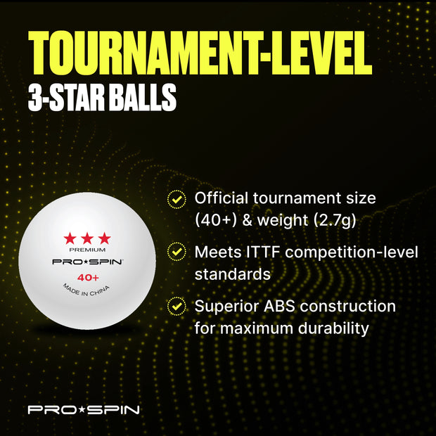 3-Star Elite White Table Tennis Balls