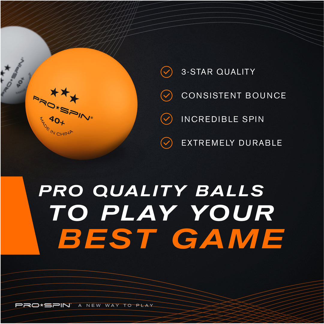 Pro-spin 3-Star Ping Pong Balls, Orange Table Tennis Balls, Pack of 24, Size: 40+