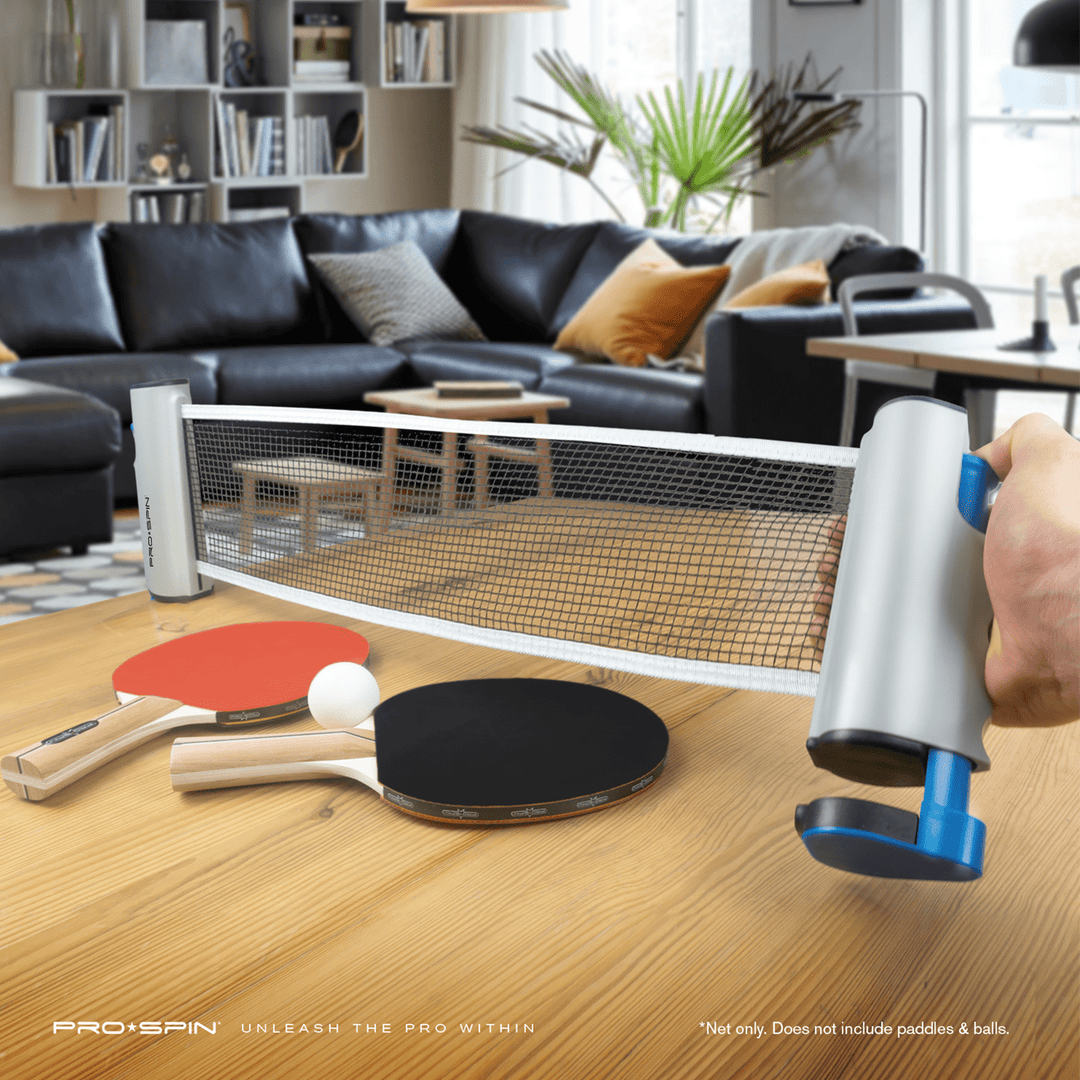 PRO-SPIN Draagbaar pingpongnet om overal te spelen, intrekbaar pingpongnet voor elke tafel met praktische opbergtas inbegrepen (Paars PRO-SPIN Draagbaar pingpongnet om overal te spelen, intrekbaar pingpongnet voor elke tafel met praktische opbergtas inbegrepen (Paars