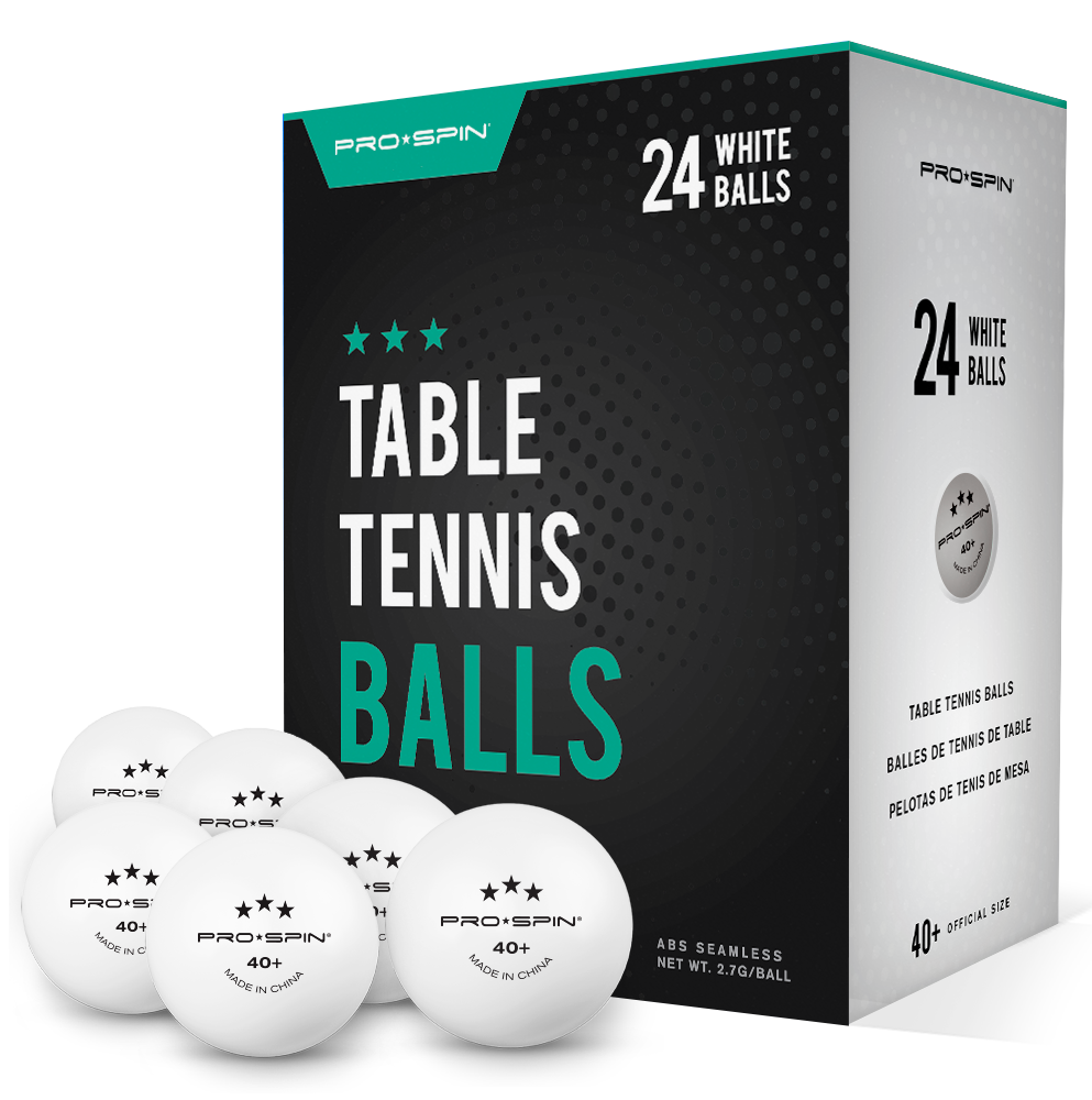 Pro Spin Ping Pong Balls - White 3-Star 40+ Table Tennis Balls (Pack of 24) | High-Performance ABS Training Balls | Ultimate Durability for Indoor/